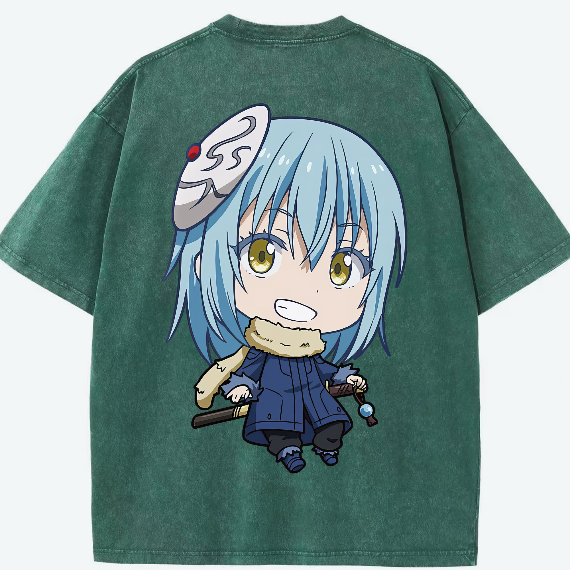 （画像用） 転スラ Regarding Reincarnated to Slime 綿100% ヴィンテージ風 半袖Tシャツ（背面プリント）